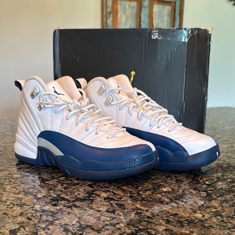 Air Jordan 12 Retro White and Blue Sneakers EUC 6.5Y or 8W